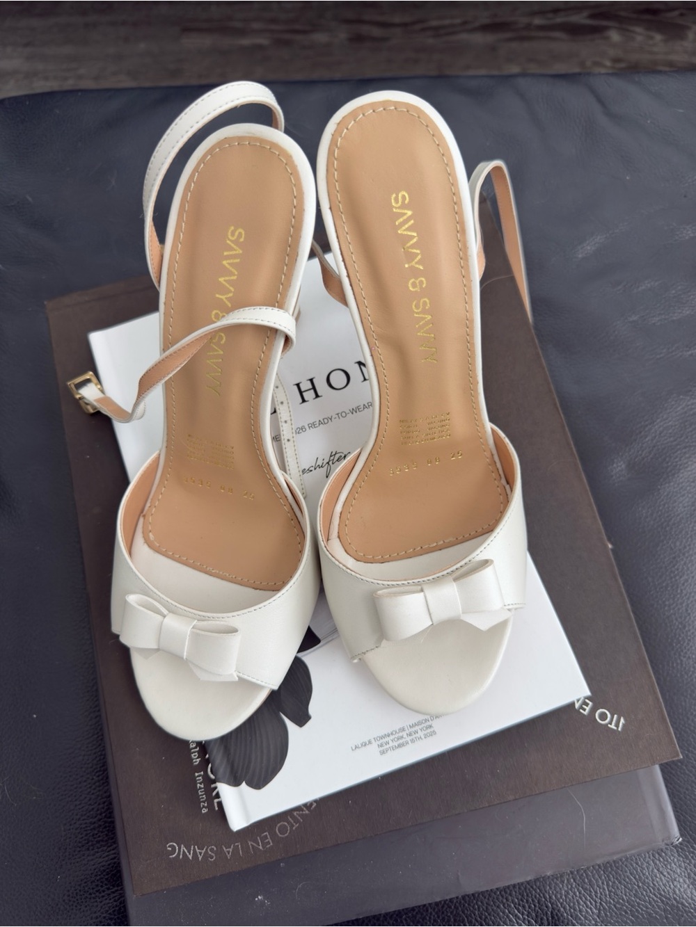 Chic Savvy Cream Bow Slingback Heels